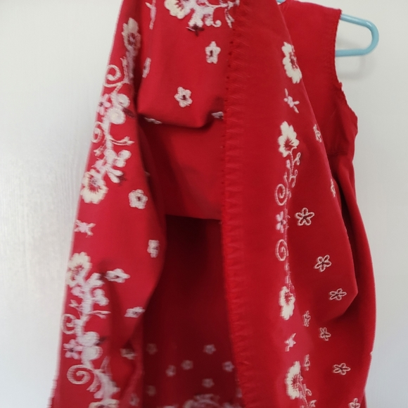 GAP Toddler girls 2T Red Floral Embroidered Corduroy Jumper Dress A-line - Picture 7 of 10